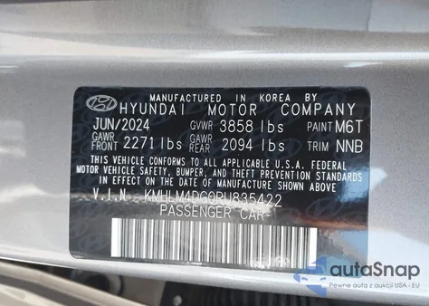 2024 Hyundai Elantra Sel from USA, damaged, VIN KMHLM4DG0RU835422